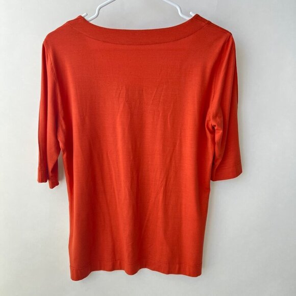 Akris Punto scoop neck Tshirt, orange, Size 12 - Picture 3 of 11